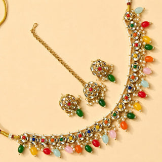 Nadiya Multicolour Kundan Necklace Set - ECLAT INDIAN JEWELSNecklace SetsMulticolor