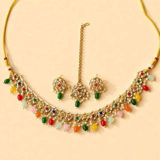 Nadiya Multicolour Kundan Necklace Set - ECLAT INDIAN JEWELSNecklace SetsMulticolor