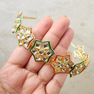 Naina Multicolour Kundan Sheesh Phool / Matha Patti Head Band - ECLAT INDIAN JEWELSMatha Patti, Sheesh PhoolMulticolour