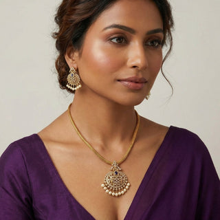 Naira Purple CZ Diamond Simulant Necklace Set - ECLAT INDIAN JEWELSNecklace SetsPurple