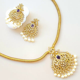 Naira Purple CZ Diamond Simulant Necklace Set - ECLAT INDIAN JEWELSNecklace SetsPurple