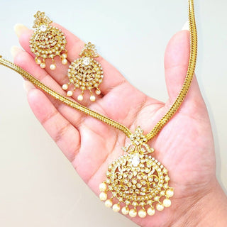 Naira White CZ Diamond Simulant Necklace Set - ECLAT INDIAN JEWELSNecklace SetsWhite