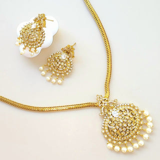 Naira White CZ Diamond Simulant Necklace Set - ECLAT INDIAN JEWELSNecklace SetsWhite