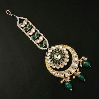 Nairobi Green Kundan Maang Tikka - ECLAT INDIAN JEWELSMaang TikkaGreen