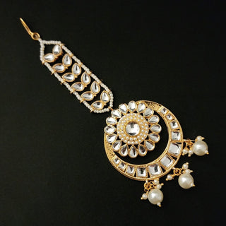 Nairobi White Kundan Maang Tikka - ECLAT INDIAN JEWELSMaang TikkaWhite