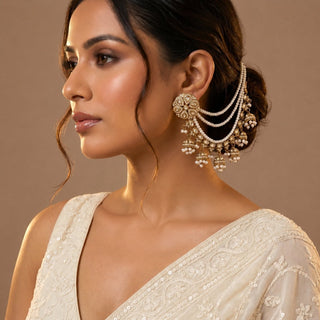 Nancie White Stud Baahubali Polki Earrings - ECLAT INDIAN JEWELSEarringsWhite