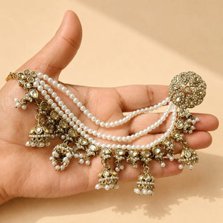 Nancie White Stud Baahubali Polki Earrings - ECLAT INDIAN JEWELSEarringsWhite