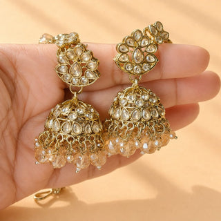 Nancy Gold Baahubali Polki Tikka Set - ECLAT INDIAN JEWELSEarringsWhite