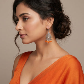 Nancy Orange German Silver Earrings - ECLAT INDIAN JEWELSEarringsOrange