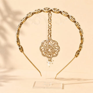 Nancy White Polki Sheesh Phool / Matha Patti Head Band with Maang Tikka - ECLAT INDIAN JEWELSMatha Patti, Sheesh PhoolWhite