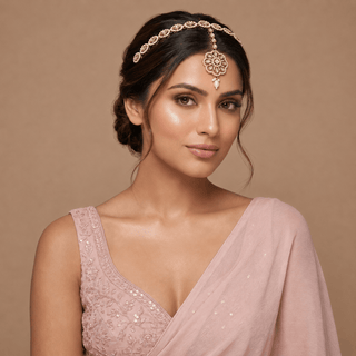 Nancy White Polki Sheesh Phool / Matha Patti Head Band with Maang Tikka - ECLAT INDIAN JEWELSMatha Patti, Sheesh PhoolWhite