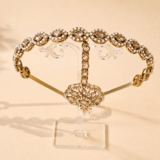 Nancy White Polki Sheesh Phool / Matha Patti Head Band with Maang Tikka - ECLAT INDIAN JEWELSMatha Patti, Sheesh PhoolWhite
