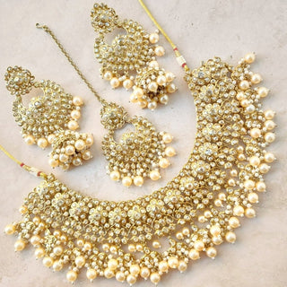 Nargis Gold Polki Necklace Set with Tikka - ECLAT INDIAN JEWELSNecklace SetsGold