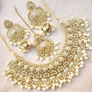 Nargis White Polki Necklace Set with Tikka - ECLAT INDIAN JEWELSNecklace SetsWhite