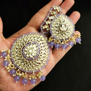 Nell Light Purple Kundan Tikka Set (Jumbo Tikka) - ECLAT INDIAN JEWELSTikka SetsPurple