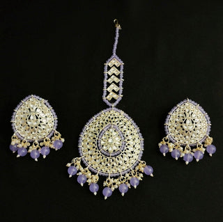 Nell Light Purple Kundan Tikka Set (Jumbo Tikka) - ECLAT INDIAN JEWELSTikka SetsPurple