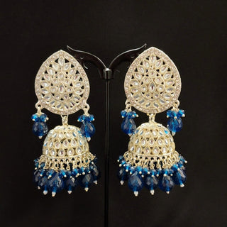 Nelly Blue Kundan Jhumki Tikka Set - ECLAT INDIAN JEWELSTikka SetsBlue