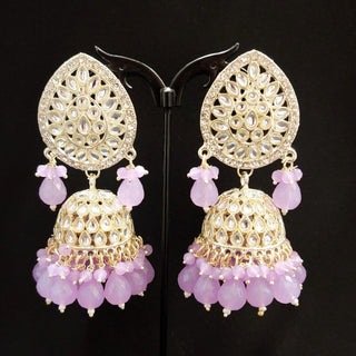 Nelly Light Purple Kundan Jhumki Tikka Set - ECLAT INDIAN JEWELSTikka SetsPurple