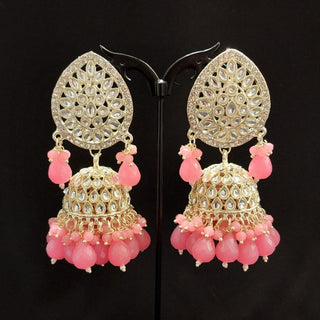 Nelly Pink Kundan Jhumki Tikka Set - ECLAT INDIAN JEWELSTikka SetsPink