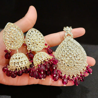 Nelly Purple Kundan Jhumki Tikka Set - ECLAT INDIAN JEWELSTikka SetsPurple