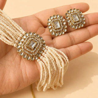 Nessa White Kundan Choker Necklace Set - ECLAT INDIAN JEWELSNecklace SetsWhite