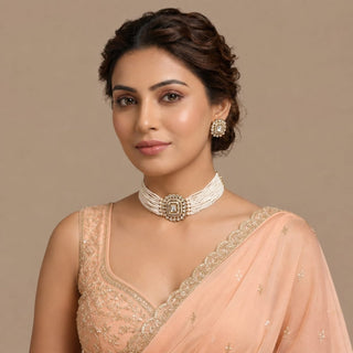 Nessa White Kundan Choker Necklace Set - ECLAT INDIAN JEWELSNecklace SetsWhite