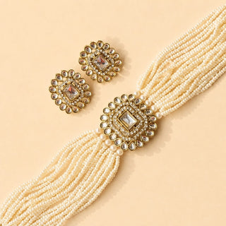 Nessa White Kundan Choker Necklace Set - ECLAT INDIAN JEWELSNecklace SetsWhite