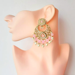 Nicole Pink Polki Necklace Set with Tikka - ECLAT INDIAN JEWELSNecklace SetsPink