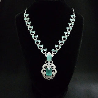 Nita Mint Green CZ Diamond Simulant Necklace Set - ECLAT INDIAN JEWELSNecklace SetsGreen