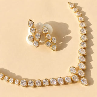 Norah Gold CZ Diamond Simulant Necklace Set - ECLAT INDIAN JEWELSNecklace SetsGold