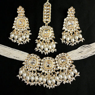 Norah White Kundan Choker Necklace Set - Luxury Collection - ECLAT INDIAN JEWELSNecklace SetsGold