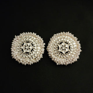 Oakleigh White Kundan Stud Earrings - ECLAT INDIAN JEWELSEarringsWhite