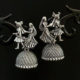 Octavia Bride & Groom German Silver Mini Jhumki Earrings - ECLAT INDIAN JEWELSEarringsOxidised Silver