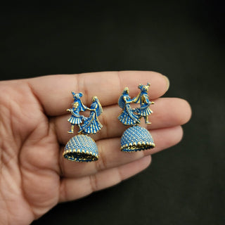 Octavia Bride & Groom Mini Jhumki Earrings (Available in 8 Colours) - ECLAT INDIAN JEWELSEarringsBlue