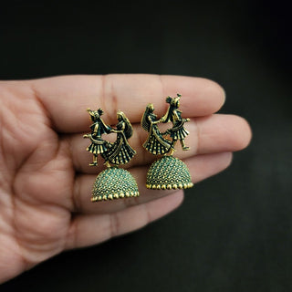 Octavia Bride & Groom Mini Jhumki Earrings (Available in 8 Colours) - ECLAT INDIAN JEWELSEarringsGreen