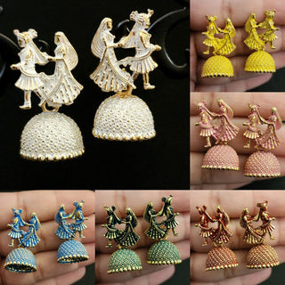 Octavia Bride & Groom Mini Jhumki Earrings (Available in 8 Colours) - ECLAT INDIAN JEWELSEarringsPink