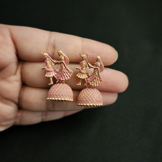 Octavia Bride & Groom Mini Jhumki Earrings (Available in 8 Colours) - ECLAT INDIAN JEWELSEarringsPink