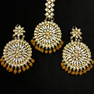 Olive Yellow Tikka Set - ECLAT INDIAN JEWELSTikka SetsYellow