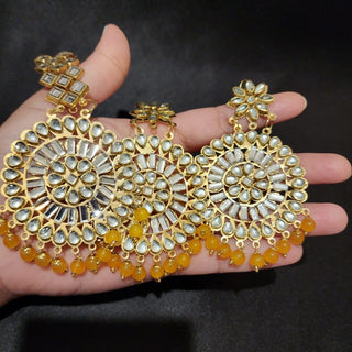 Olive Yellow Tikka Set - ECLAT INDIAN JEWELSTikka SetsYellow