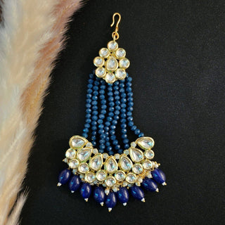 Olivia Blue Kundan Passa - ECLAT INDIAN JEWELSPassa (Jhoomer)Blue