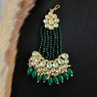 Olivia Dark Green Kundan Passa - ECLAT INDIAN JEWELSPassa (Jhoomer)Green