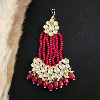 Olivia Red Kundan Passa - ECLAT INDIAN JEWELSPassa (Jhoomer)Red