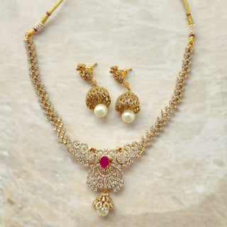 Paloma 3 - in - 1 Interchangeable Stones Peacock 20k Gold Plated Diamond Simulant Necklace Set - ECLAT INDIAN JEWELSNecklace SetsGold