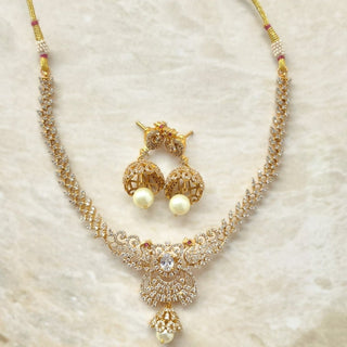 Paloma 3 - in - 1 Interchangeable Stones Peacock 20k Gold Plated Diamond Simulant Necklace Set - ECLAT INDIAN JEWELSNecklace SetsGold