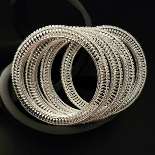 Paloma Silver Bangles (Set of 4) (2.6, 2.8) - ECLAT INDIAN JEWELSBangle, Kadas & Bracelets2.6