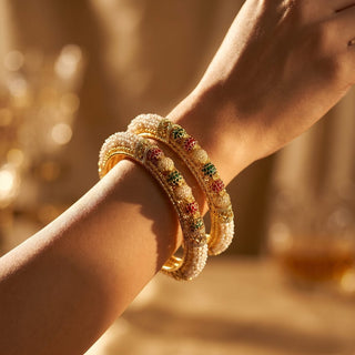 Pamela Multicolour Gold Bangles (Pair) (2.6, 2.8) - ECLAT INDIAN JEWELSBangle, Kadas & Bracelets2.4