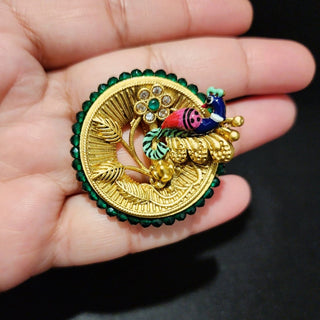 Parul Kemp Green Multicolour Peacock Ring - ECLAT INDIAN JEWELSRingsGreen