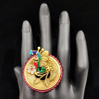 Parul Kemp Multicolour Peacock Ring - ECLAT INDIAN JEWELSRingsMulticolour