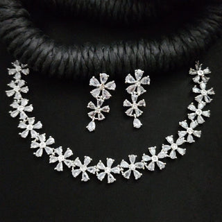 Paula White CZ Diamond Simulant Necklace Set - ECLAT INDIAN JEWELSNecklace SetsWhite