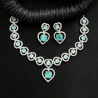 Payton Mint Green CZ Diamond Simulant Necklace Set - ECLAT INDIAN JEWELSNecklace SetsGreen